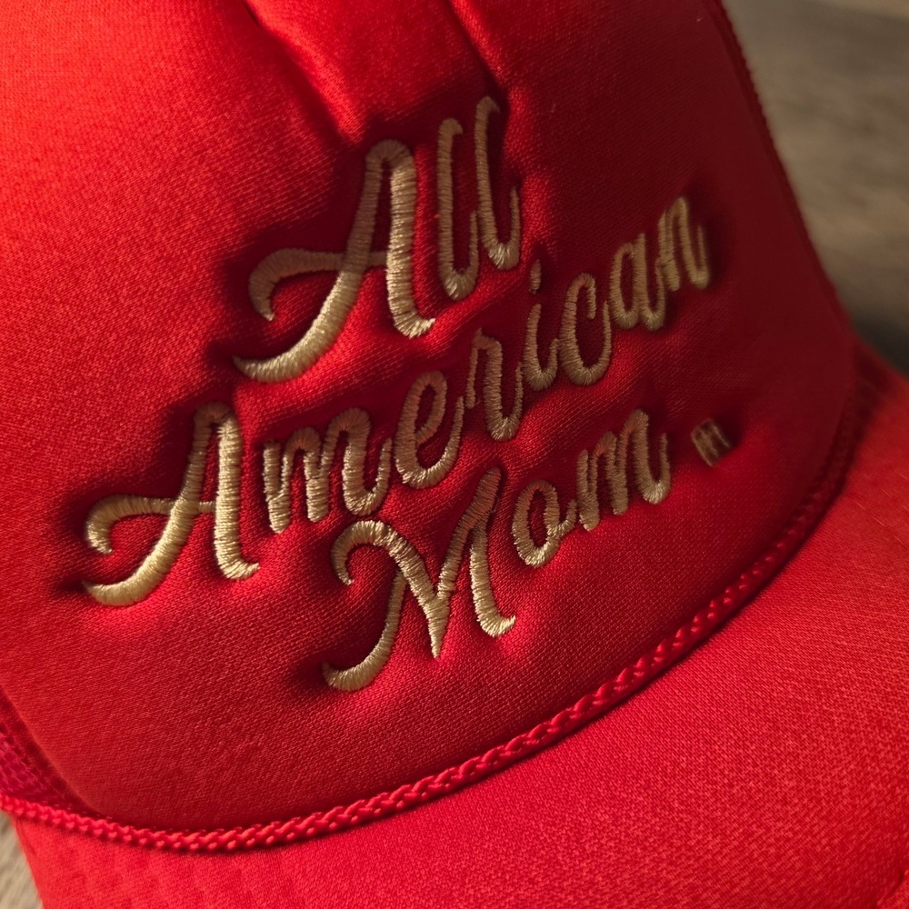 OTTO Trucker Hat Women One Size Red Excellent All American Mom Snapback